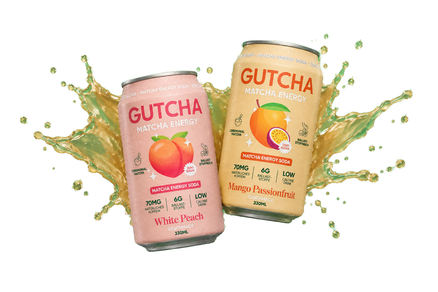 GUTCHA White Peach und Mango Passionfruit mit Getränke-Splash